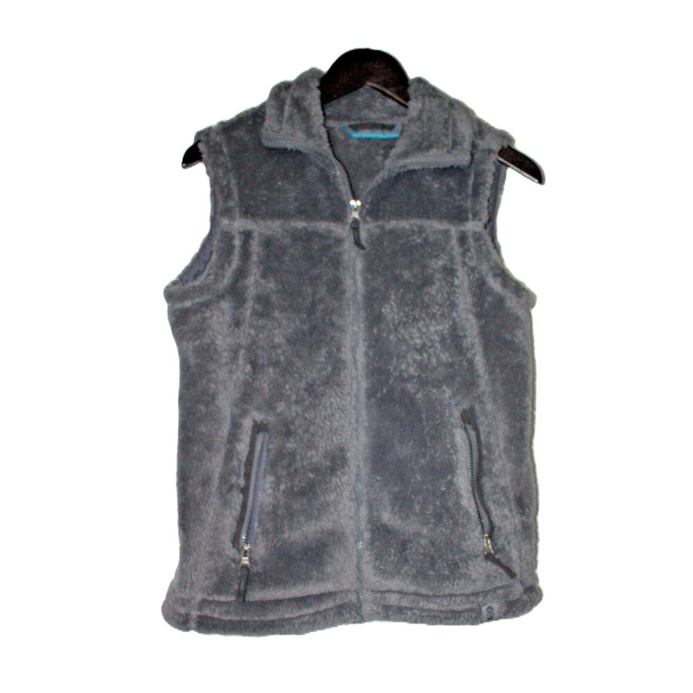 FREE COUNTRY Womens Size Small Fleece Vest Gray Full Zip Pockets Collar